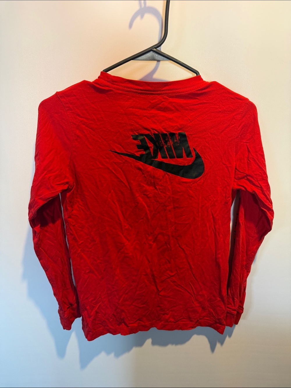 Nike Red Long-Sleeve Shirt with Black Swoosh Size: L - Picture 6 of 7